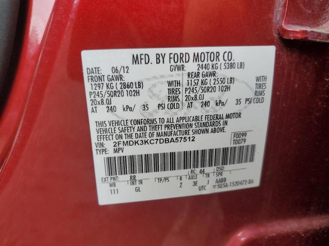 Photo 14 from auction – 2013 FORD EDGE LIMIT with VIN 2FMDK3KC7DBA57512