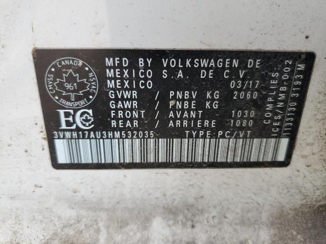 Photo 14 from auction – 2017 VOLKSWAGEN GOLF ALLTR with VIN 3VWH17AU3HM532035