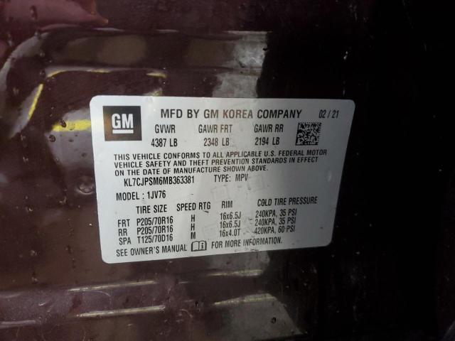 Photo 14 from auction – 2021 CHEVROLET TRAX 1LT with VIN KL7CJPSM6MB363381