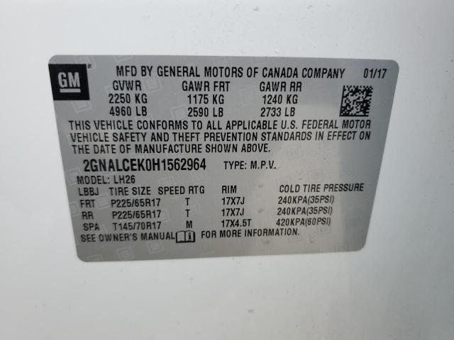 Photo 14 from auction – 2017 CHEVROLET EQUINOX LT with VIN 2GNALCEK0H1562964