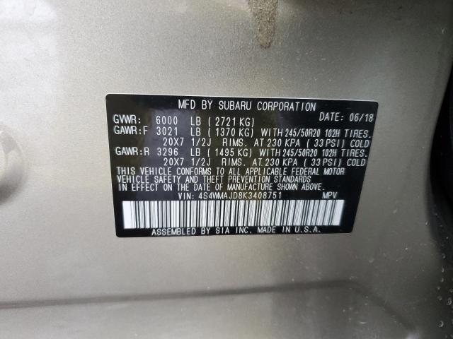 Photo 14 from auction – 2019 SUBARU ASCENT LIM with VIN 4S4WMAJD8K3408751