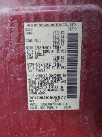 Photo 14 from auction – 2011 NISSAN PATHFINDER with VIN 5N1AR1NB9BC608977