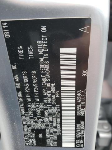 Фото 14 с аукциона – 2014 TOYOTA HIGHLANDER с VIN 5TDJKRFH8ES071774