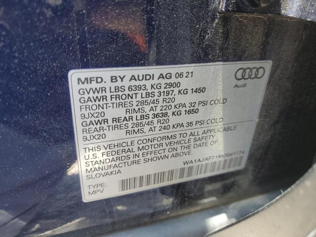 Photo 14 from auction – 2021 AUDI Q7 PREMIUM with VIN WA1AJAF71MD041774