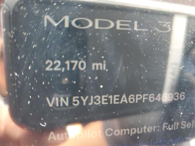 Photo 9 from auction – 2023 TESLA MODEL 3 with VIN 5YJ3E1EA6PF646936