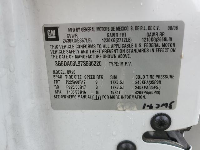 Photo 14 from auction – 2007 BUICK RENDEZVOUS with VIN 3G5DA03L97S536220