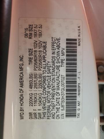 Photo 14 from auction – 2016 ACURA RDX with VIN 5J8TB3H37GL007027