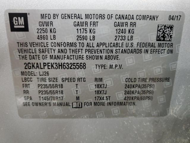 Photo 14 from auction – 2017 GMC TERRAIN SL with VIN 2GKALPEK3H6325568