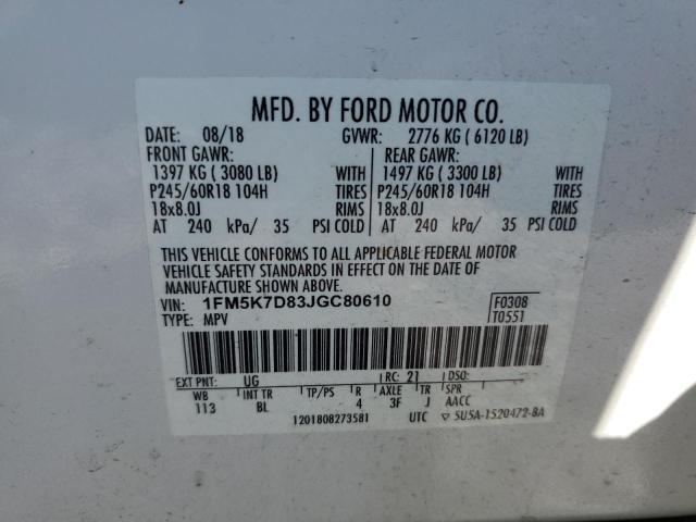 Photo 14 from auction – 2018 FORD EXPLORER X with VIN 1FM5K7D83JGC80610
