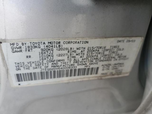 Photo 14 from auction – 2004 TOYOTA RAV4 with VIN JTEGD20V640006333