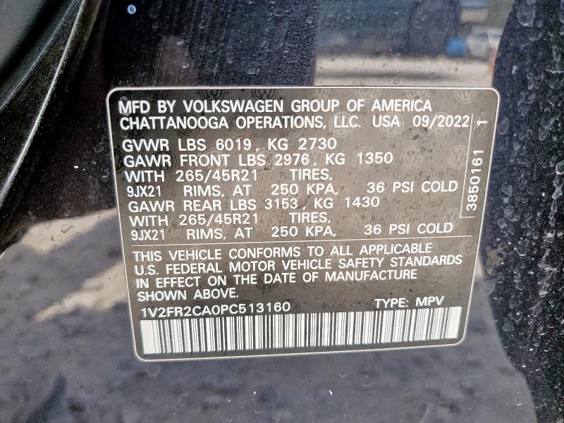 Photo 14 from auction – 2023 VOLKSWAGEN ATLAS SEL with VIN 1V2FR2CA0PC513160
