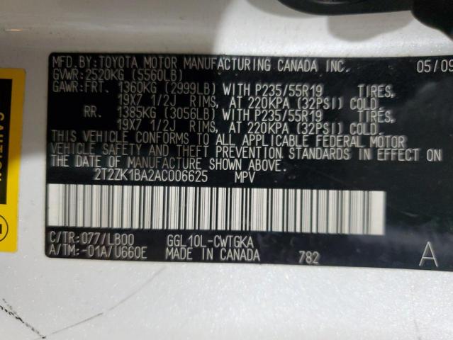 Photo 14 from auction – 2010 LEXUS RX 350 with VIN 2T2ZK1BA2AC006625