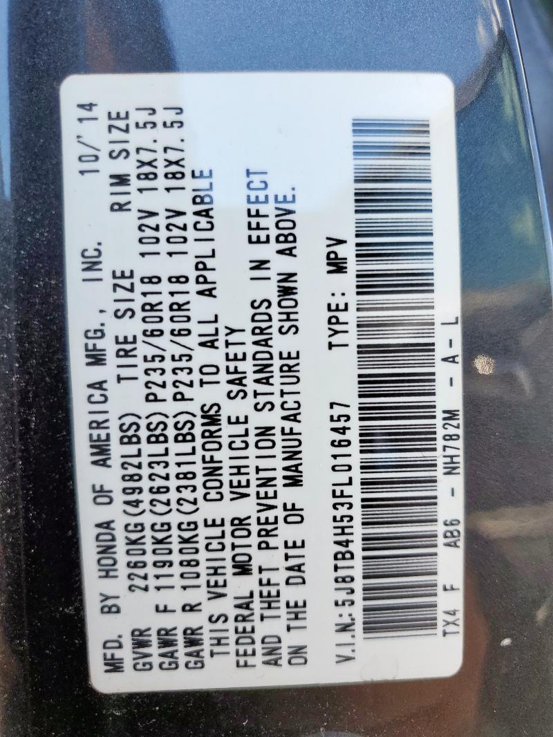 Photo 14 from auction – 2015 ACURA RDX TECHNO with VIN 5J8TB4H53FL016457