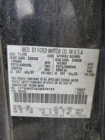 Photo 14 from auction – 2003 FORD F150 SUPER with VIN 1FTRW07363KB39192