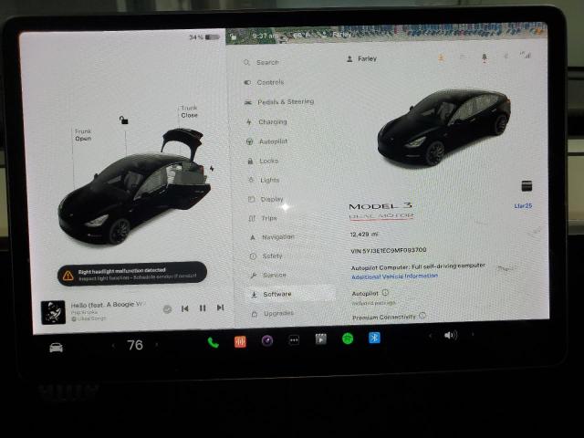 Photo 9 from auction – 2021 TESLA MODEL 3 with VIN 5YJ3E1EC9MF093700