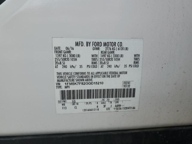 Photo 14 from auction – 2016 FORD EXPLORER L with VIN 1FM5K7F82GGD15210