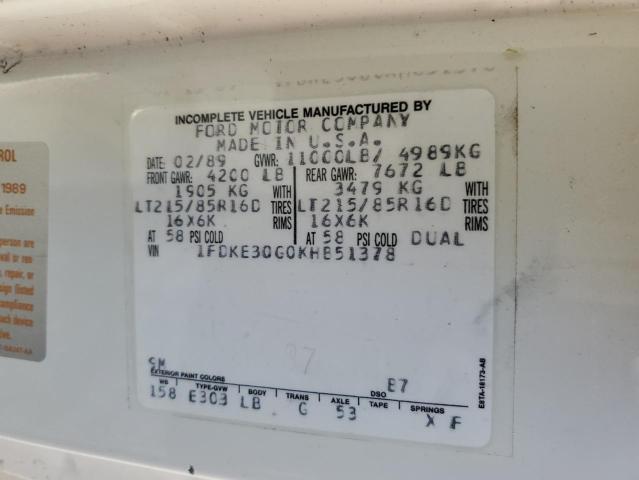 Photo 10 from auction – 1989 FORD ECONOLINE with VIN 1FDKE30G0KHB51378