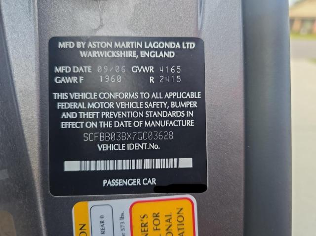 Photo 10 from auction – 2007 ASTON MARTIN V8 VANTAGE with VIN SCFBB03BX7GC03628