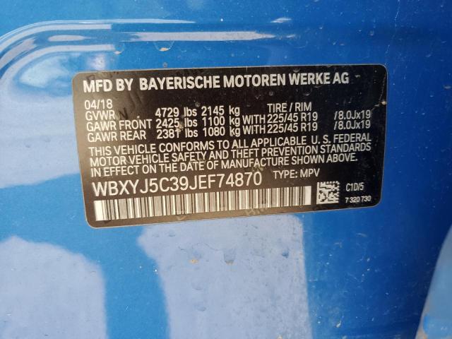 Photo 14 from auction – 2018 BMW X2 XDRIVE2 with VIN WBXYJ5C39JEF74870