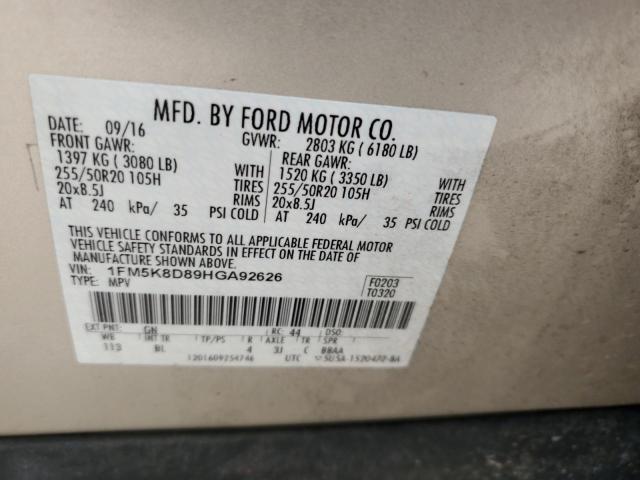 Photo 14 from auction – 2017 FORD EXPLORER X with VIN 1FM5K8D89HGA92626