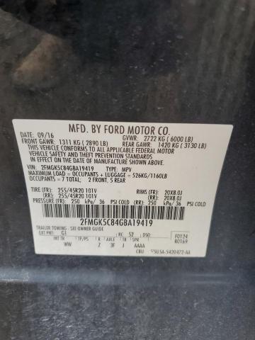 Photo 14 from auction – 2016 FORD FLEX SEL with VIN 2FMGK5C84GBA19419