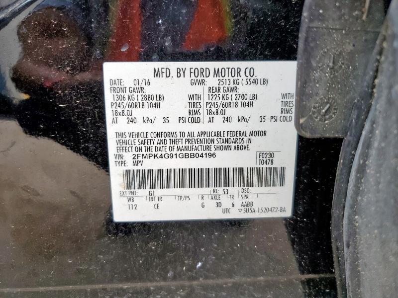 Photo 14 from auction – 2016 FORD EDGE SE with VIN 2FMPK4G91GBB04196
