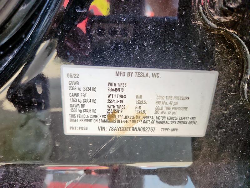 Photo 14 from auction – 2022 TESLA MODEL Y with VIN 7SAYGDEE9NA002767