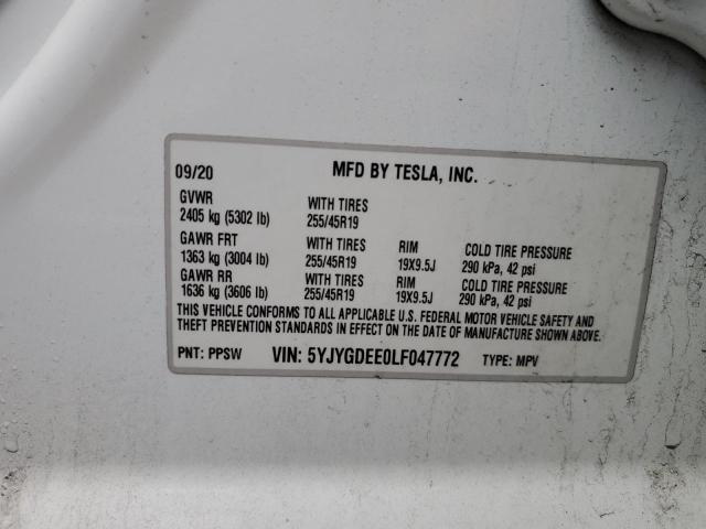 Photo 14 from auction – 2020 TESLA MODEL Y with VIN 5YJYGDEE0LF047772