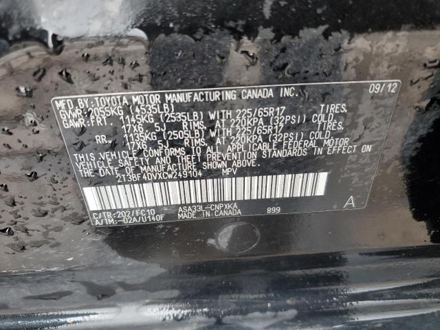 Photo 14 from auction – 2012 TOYOTA RAV4 with VIN 2T3BF4DVXCW249104