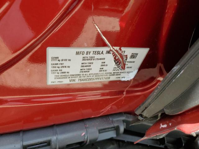 Photo 14 from auction – 2023 TESLA MODEL X with VIN 7SAXCDE57PF417406