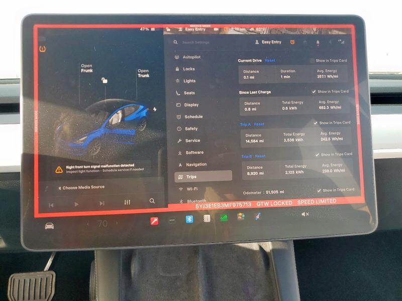 Photo 9 from auction – 2021 TESLA MODEL 3 with VIN 5YJ3E1EB3MF975713