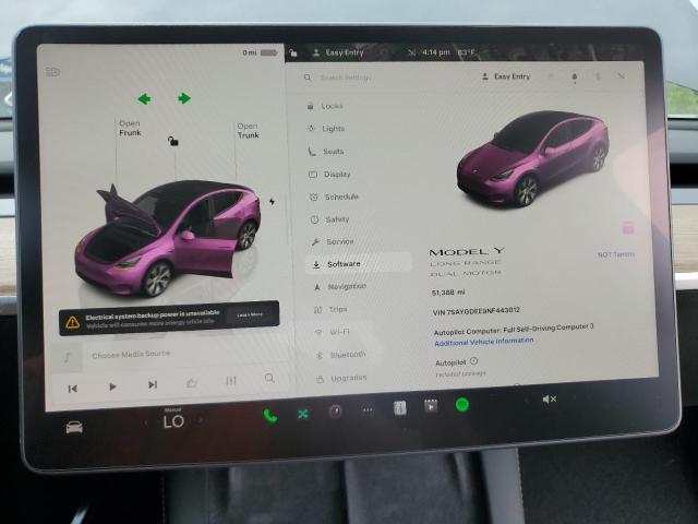 Photo 9 from auction – 2022 TESLA MODEL Y with VIN 7SAYGDEE9NF443012