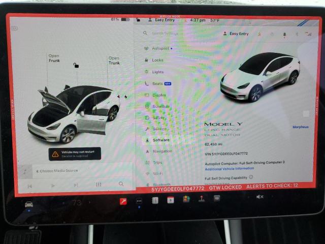 Photo 9 from auction – 2020 TESLA MODEL Y with VIN 5YJYGDEE0LF047772