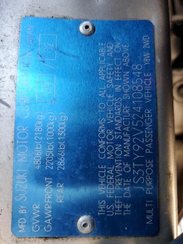 Photo 14 from auction – 2002 SUZUKI XL7 PLUS with VIN JS3TY92V524108548