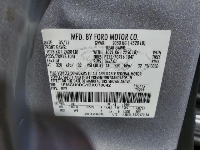 Photo 14 from auction – 2011 FORD ESCAPE with VIN 1FMCU0DG1BKC70642