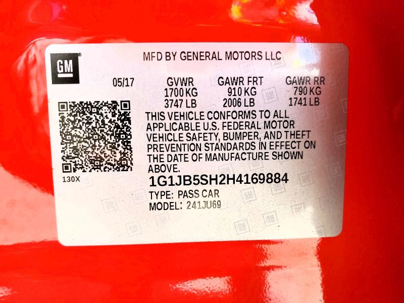 Photo 14 from auction – 2017 CHEVROLET SONIC with VIN 1G1JB5SH2H4169884