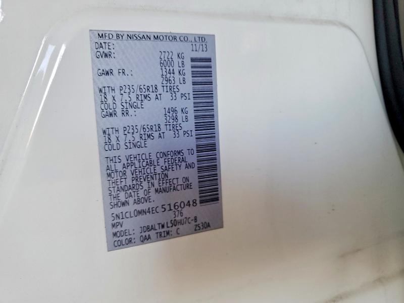 Photo 14 from auction – 2014 INFINITI QX60 with VIN 5N1CL0MN4EC516048