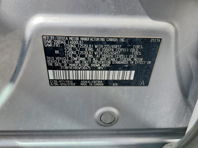 Photo 14 from auction – 2014 TOYOTA RAV4 with VIN 2T3BFREV8EW136475