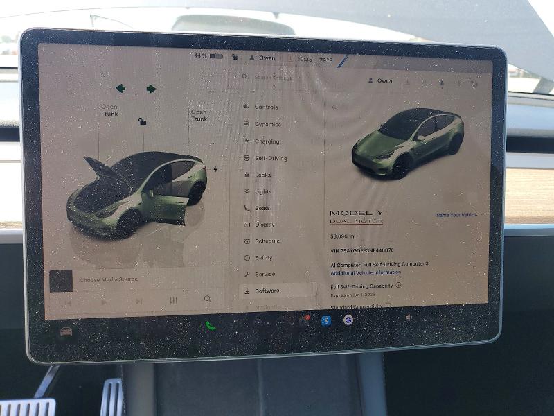 Photo 9 from auction – 2022 TESLA MODEL Y with VIN 7SAYGDEF3NF448876