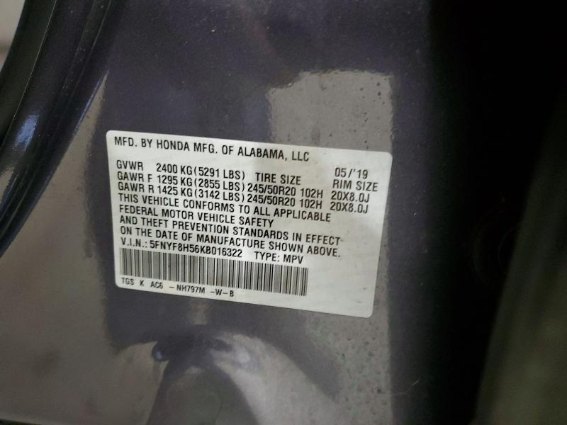 Photo 14 from auction – 2019 HONDA PASSPORT with VIN 5FNYF8H56KB016322