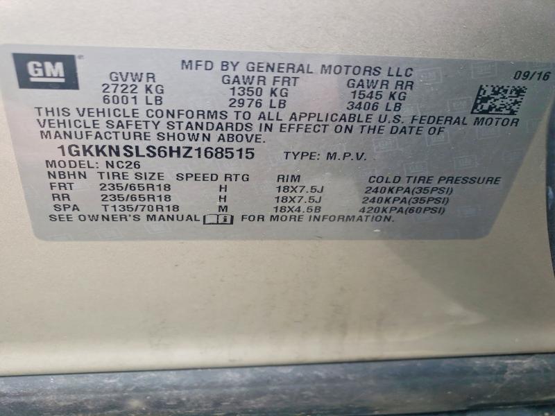 Photo 14 from auction – 2017 GMC ACADIA with VIN 1GKKNSLS6HZ168515