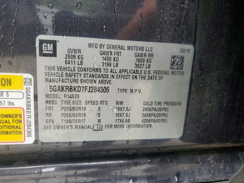Photo 14 from auction – 2015 BUICK ENCLAVE with VIN 5GAKRBKD7FJ284306