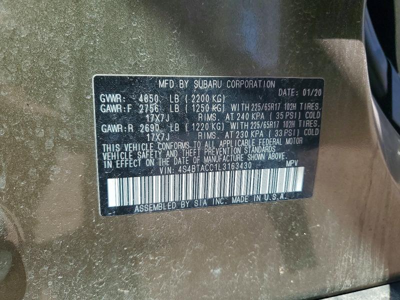 Photo 14 from auction – 2020 SUBARU OUTBACK with VIN 4S4BTACC1L3163430