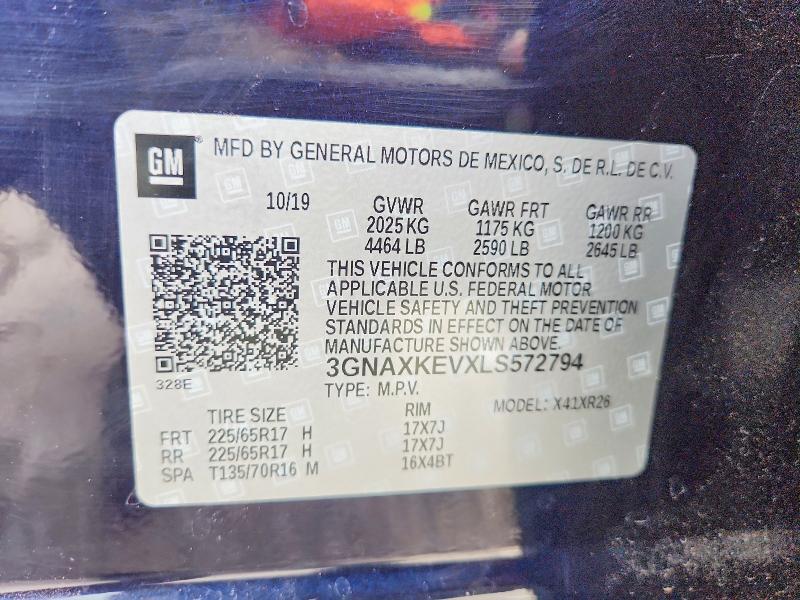 Photo 14 from auction – 2020 CHEVROLET EQUINOX with VIN 3GNAXKEVXLS572794