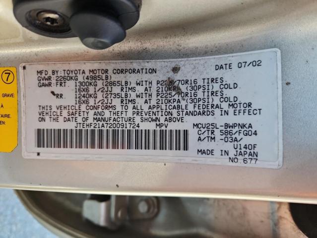 Photo 14 from auction – 2002 TOYOTA HIGHLANDER with VIN JTEHF21A720091724