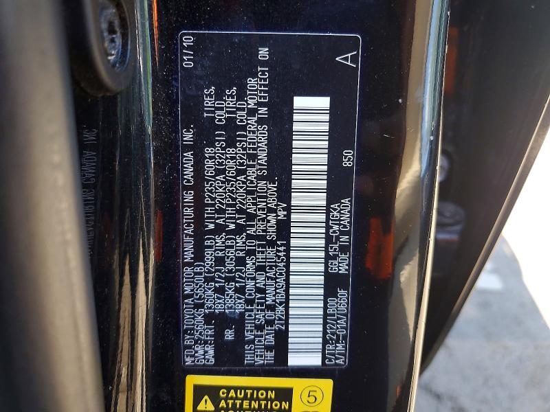 Photo 14 from auction – 2010 LEXUS RX with VIN 2T2BK1BA9AC045441
