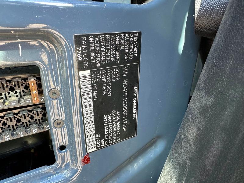 Photo 10 from auction – 2019 MERCEDES-BENZ SPRINTER with VIN WD4PF1CD8KP147104