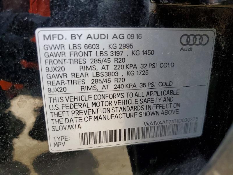 Photo 14 from auction – 2017 AUDI Q7 with VIN WA1VAAF7XHD030375
