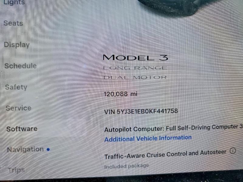 Photo 9 from auction – 2019 TESLA MODEL 3 with VIN 5YJ3E1EB0KF441758