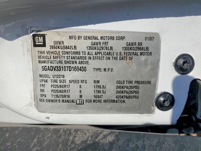 Photo 14 from auction – 2007 BUICK TERRAZA with VIN 5GADV33107D168430